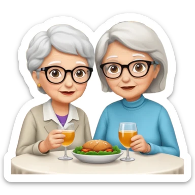conversación dentro de un restaurant  dos personas y una de las persoans sea una abuela sticker