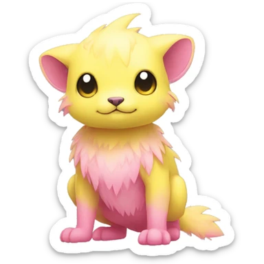 Cute cool yellow pink animal hybrid Fakemon full body sticker