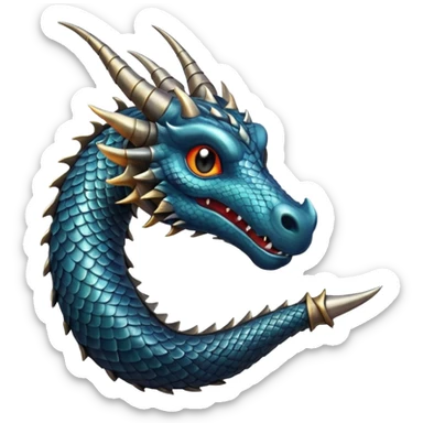 dragon horn emoji, single curved horn with textured scales, dark and metallic, fantasy style sticker