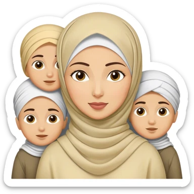 hijabi modern mom with 4 kids (boys) sticker