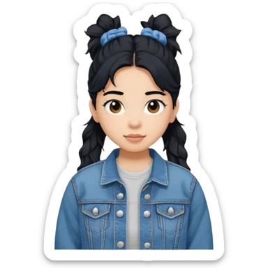 Teen girl with scrunchie ponytail black hair sticker