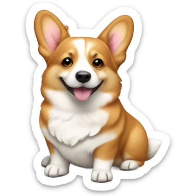 Corgi is sitting in a flower sticker