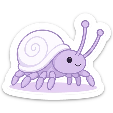 hermit crab should be light violet and the shell should be white with spirals, sticker style sticker