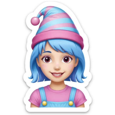 candy hatted girl from candyland blue pink mixed hair sticker