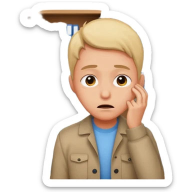 verzweifelte Person steht vor einem Regal, Regalfächer werden durchsucht, Emotion: Verzweiflung sticker