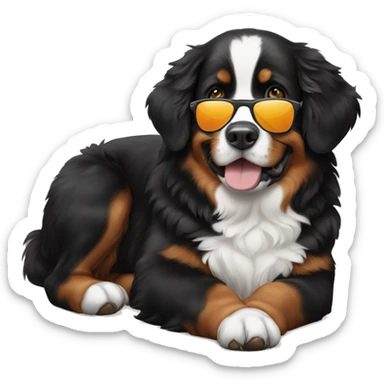 Bernese mountaindog with sunnglasses sticker