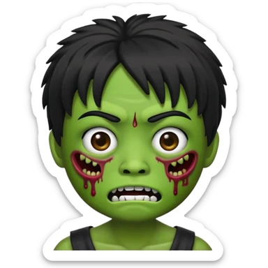 faz um memoji de zoombi igual a mim sou asiatico cabelo preto tipo franja  sticker