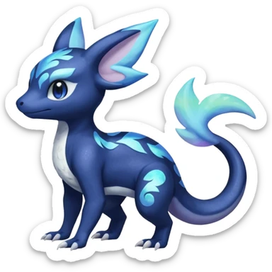 Shiny pastel Nebulae Salandit-Meowstic-Noibat-Fakémon-hybrid-creature (full body)  sticker