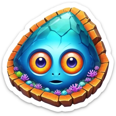 very sharp gem mineral looking like reefs, very shiny with two eyes sticker