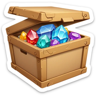 cardboard box full of valuable minerals sticker