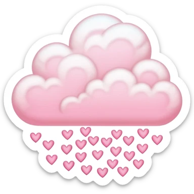 Plain cloud with pale pink aura surrounding with hearts coming out the bottom sticker