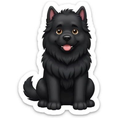 Black furry big dog sticker