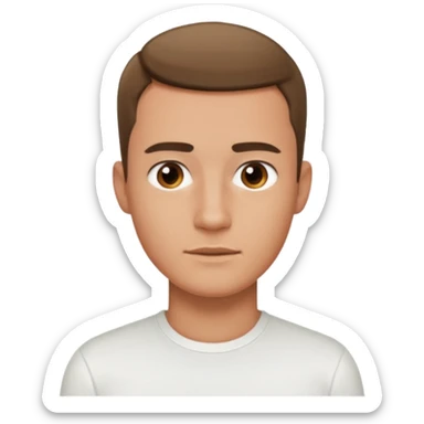 Ai create iPhone emoji, With hair comma hair short, Male, and make white shirt sticker