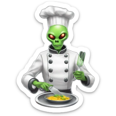 alien chef scifi roguelike rpg style inspired by slay the spire digital art sticker