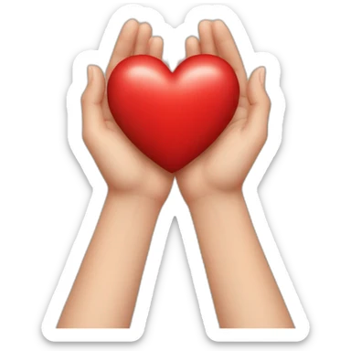 Red Heart between hands sticker
