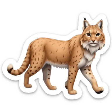 Eurasian Lynx walking in the snow beautiful aesthetic, snowy ground, snow falling around, wooden pine trees in the background, full aesthetic scenic image scenery sticker