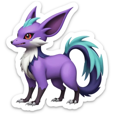 Shiny Cute Noibat-Noivern-Mightyena-Silvally-Fakémon-hybrid-creature (full body)  sticker