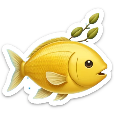 Mediterranean cuisine humanless avatar in clean emoji-style illustration. Olive oil, fish, lemon, blue and sunny colors, light and fresh mood, flat design, high contrast. sticker