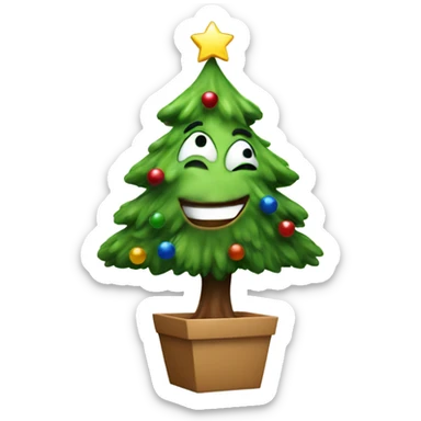 Excited Christmas tree sticker