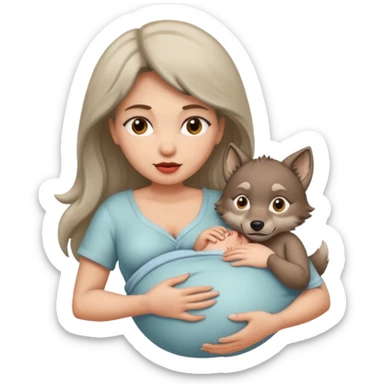 a human wolf giving birth sticker