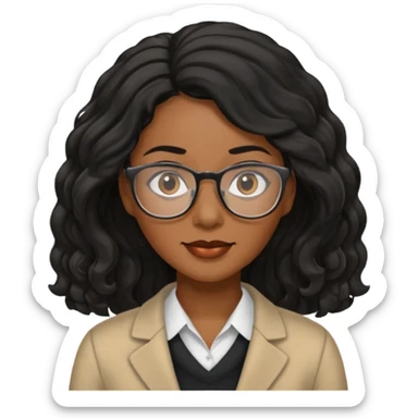 Black women teacher with black long  wavy hair sticker