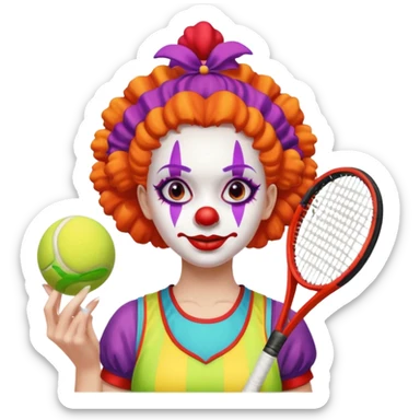 tennis player female clown sticker