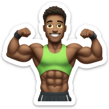 pumped up athlete with a can of protein sticker