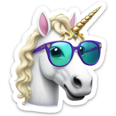 Unicorn wearing versace glasses sticker