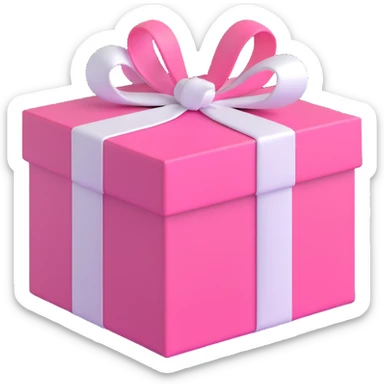 gift box, pink with white ribbon sticker
