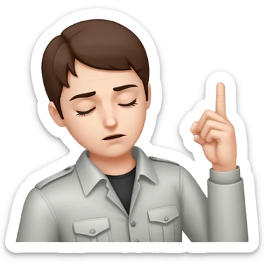 Person pointing gun fingers at the head and closing eyes  sticker