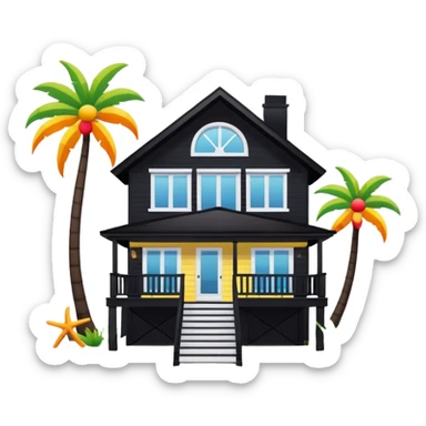 beach house house no trees not wooden like cartoonish almost only the front sticker