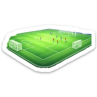An icon featuring a large stadium with a football match in progress, players in action on the field, and a cheering crowd in the stands. Bright floodlights illuminate the pitch, creating an intense atmosphere of competition. The transparent background highlights the thrill of live sports events. sticker