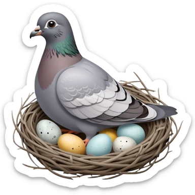 Pigeon sitting on nest sticker