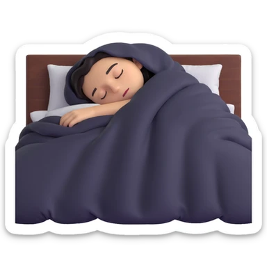 someone sleeping under the covers on a bed, face hidden sticker