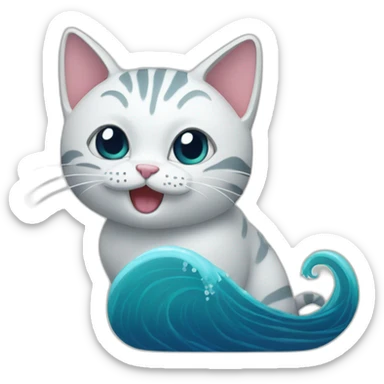 sea-Wave-cat sticker