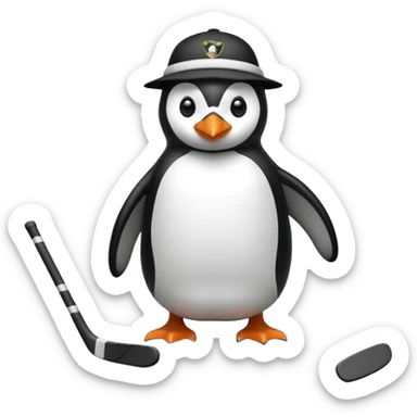 penguin playing hockey wearing Guinness  sticker