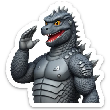 godzilla saluting sticker