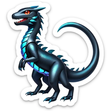 Modern Futuristic Iridescent Cyber-Salandit-Litten-Hybrid (Full body) sticker