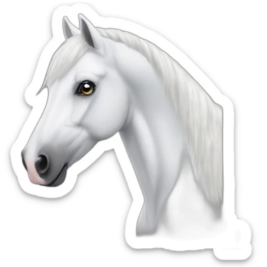 White stallion mustang with big hearts as eyes sticker