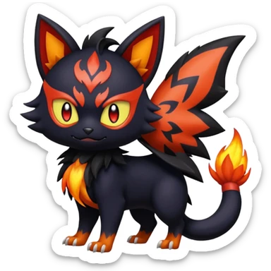 Noibat-Nargacuga-Litten-Torracat-fusion-Fakemon-Pokémon-creature  sticker