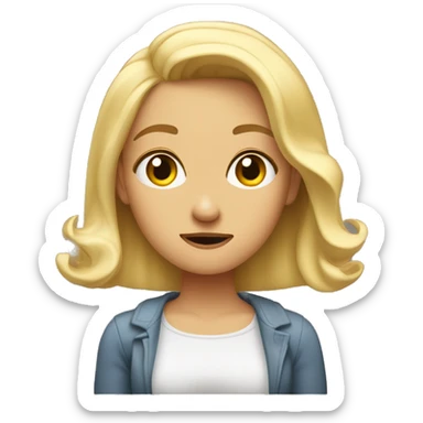 young blonde woman with a puzzled expression, raised eyebrows, and a slight shrug. Her lifted shoulders and hands out to the sides show a classic "I don’t get it" gesture, perfect for expressing confusion or disbelief. sticker