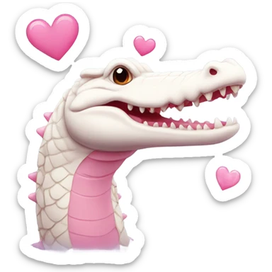 Albino crocodile with pink hearts sticker