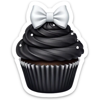 Black cupcake with white bow sticker