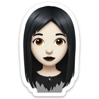 goth girl that has pale white skin and Long Dark Red hair and has fringe bangs sticker