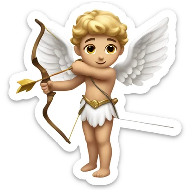 bow with arrow cupid angel archer holding a sticker