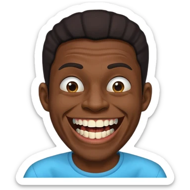 A black habshi man with ugly crooked broken teeth laughing sticker