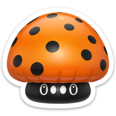   jeff koons orange and black polka dot mushroom inflatable  sticker