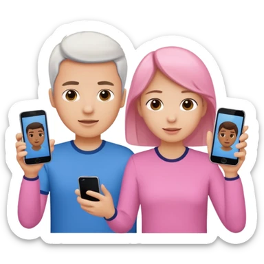 pink video call between 2 people on different phone sticker