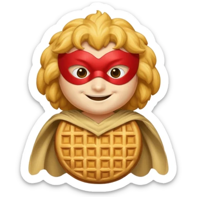 a hero who wear Waffle costume  with a hero mask  sticker