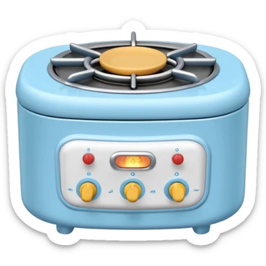Cute toy stove, single burner only which is empty front view.
BabyBus - style 2.5D soft shading, bright pastel colors. 
Rounded chunky toy shape, simple details.
Even studio lighting, NO harsh light, NO realism, NO textures.
Smooth matte surface, no outlines, no strokes.
Clean background. sticker